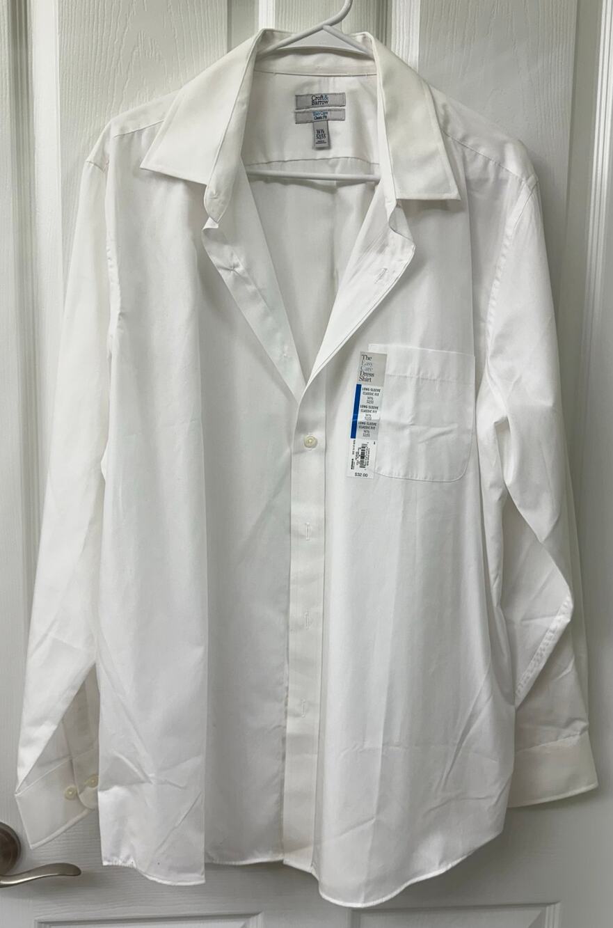 Croft & Barrow Easy Care Classic Fit 16.5 32/33 Men's New White button down